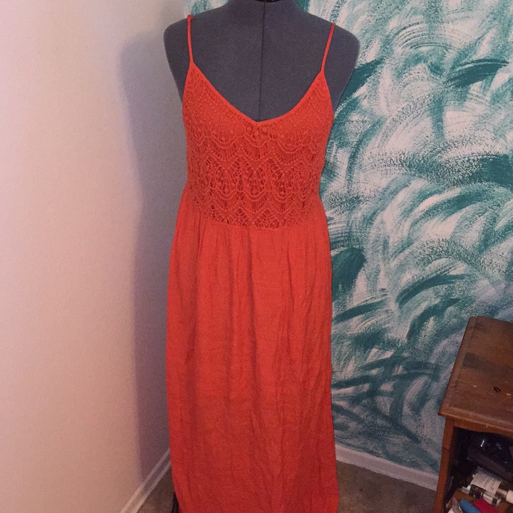Orange Crochet Maxi Dress